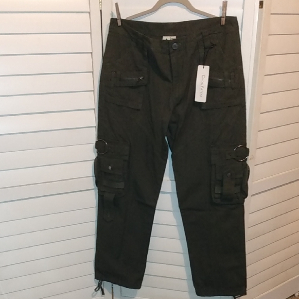 Chou Yatou Dark Green Straight Leg Cargo Pants